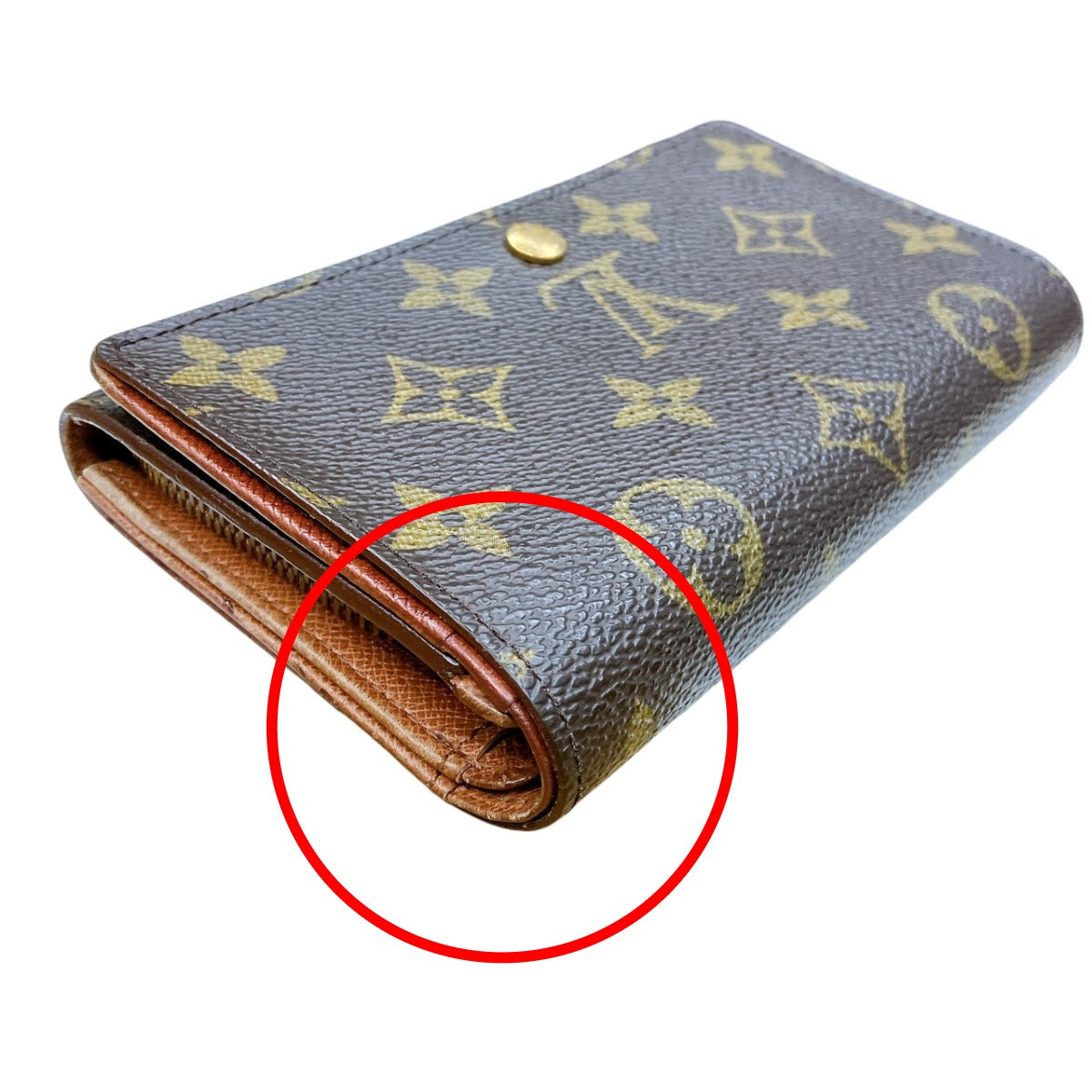 ルイヴィトン LOUIS VUITTON 二つ折り財布
 L字ファスナー モノグラム ポルトモネビエ・トレゾール モノグラムキャンバス M61730 ブラウン LV
 【SS】
 【中古】