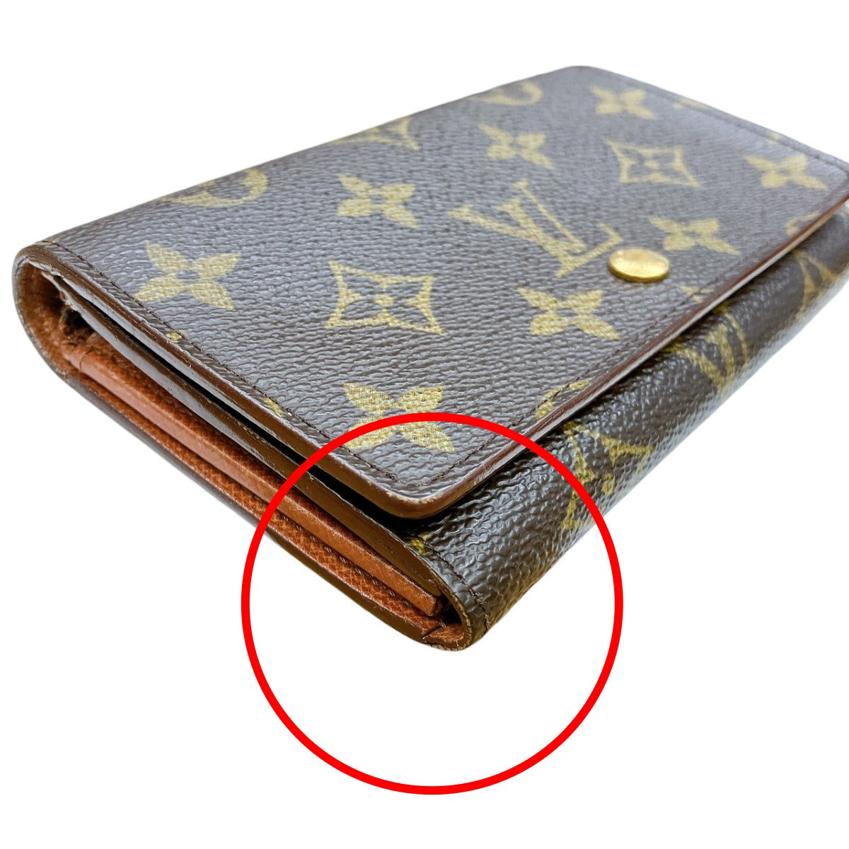 ルイヴィトン LOUIS VUITTON 二つ折り財布
 L字ファスナー モノグラム ポルトモネビエ・トレゾール モノグラムキャンバス M61730 ブラウン LV
 【SS】
 【中古】