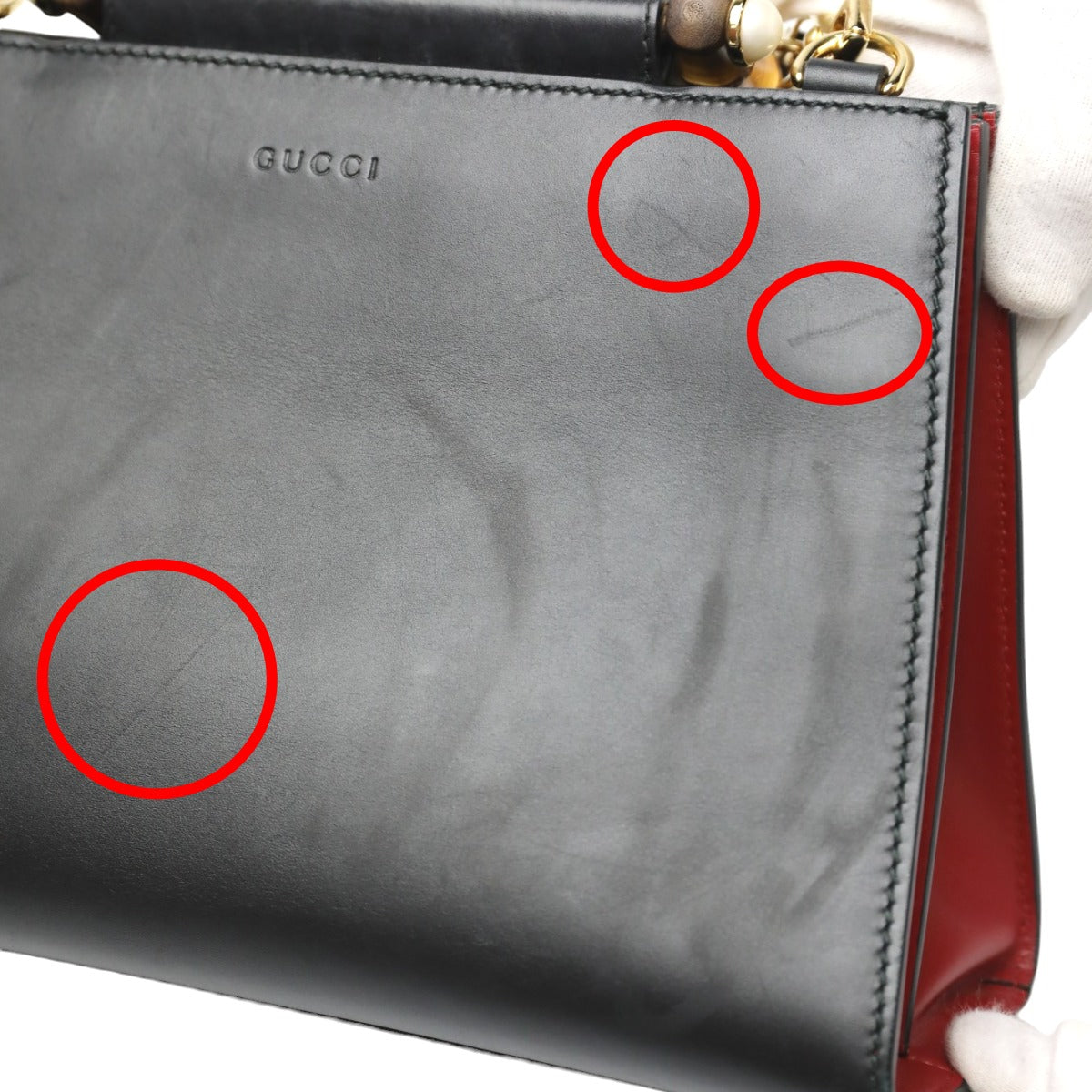 グッチ GUCCI ハンドバッグ
 バンブー レザー 2wayバッグ レザー 459076 ブラック 【SS】
 【中古】