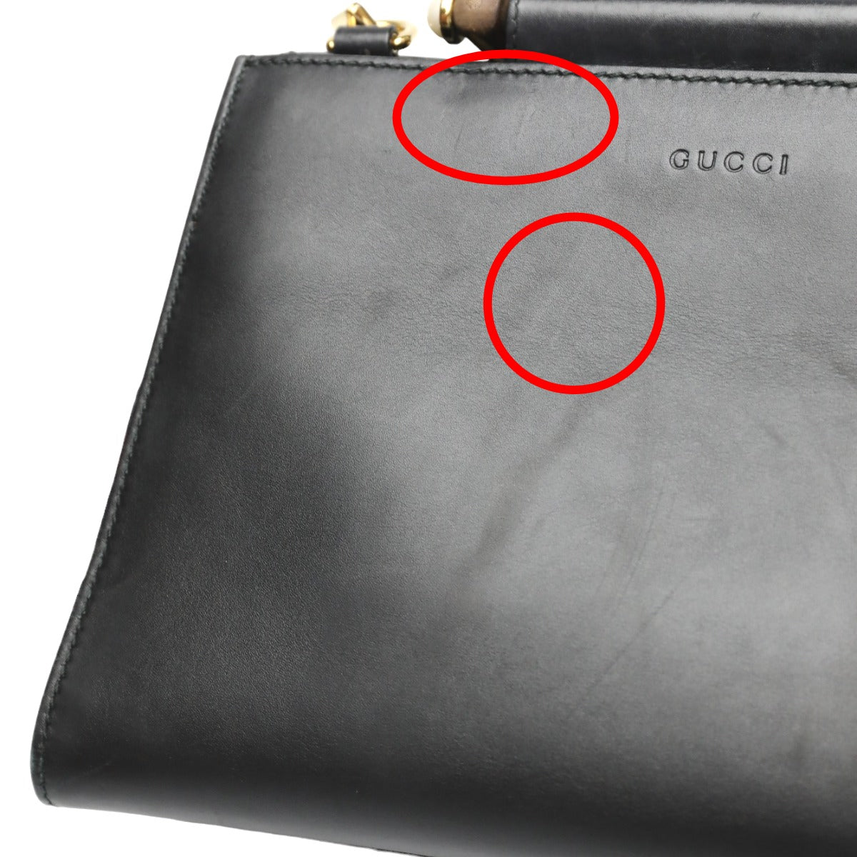 グッチ GUCCI ハンドバッグ
 バンブー レザー 2wayバッグ レザー 459076 ブラック 【SS】
 【中古】