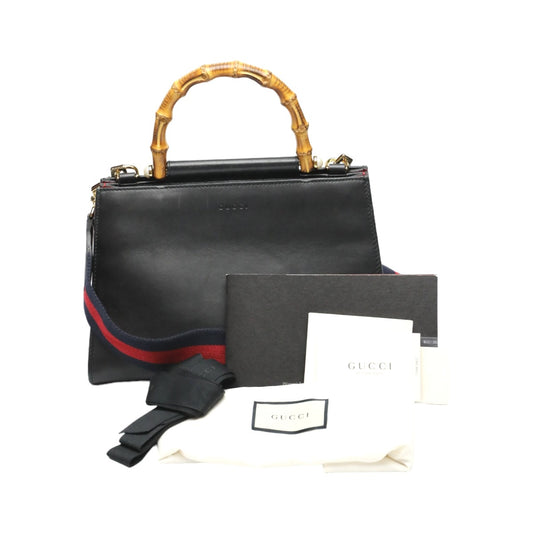 グッチ GUCCI ハンドバッグ
 バンブー レザー 2wayバッグ レザー 459076 ブラック 【SS】
 【中古】