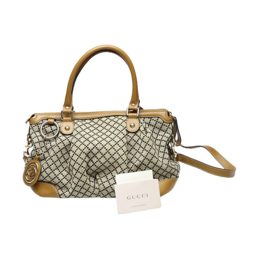 グッチ GUCCI トートバッグ
 2WAYショルダーバッグ ディアマンテ キャンバス 247902 ベージュ×ブラウン 【SS】
 【中古】