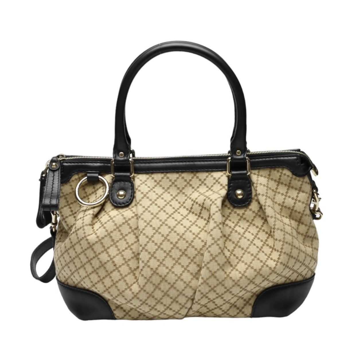 GUCCI shoulder bag
 2WAY Shoulder Bag Diamante Canvas 247902 Black x Beige [SS]
 【second hand】 