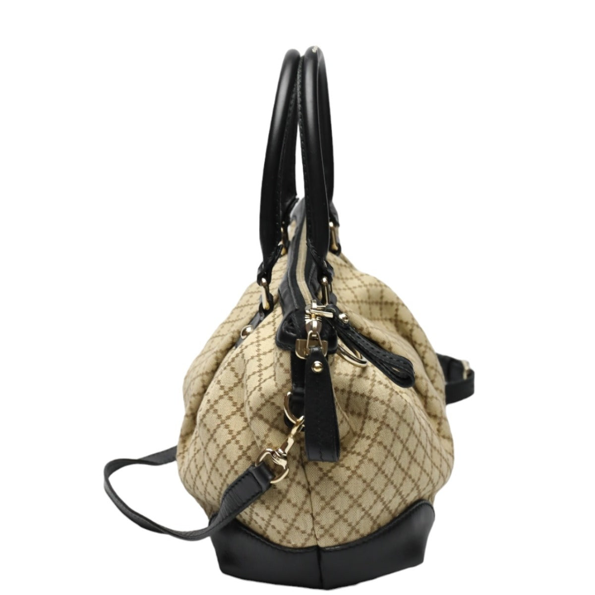 GUCCI shoulder bag
 2WAY Shoulder Bag Diamante Canvas 247902 Black x Beige [SS]
 【second hand】 