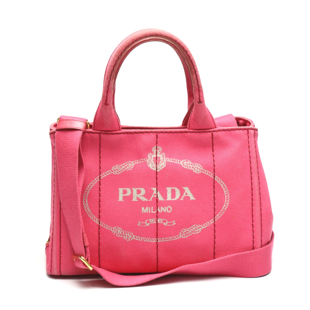 プラダ PRADA トートバッグ
 ハンドバック カナパ カナパミニトート キャンバス 1BG439 ピンク 【SS】
 【中古】