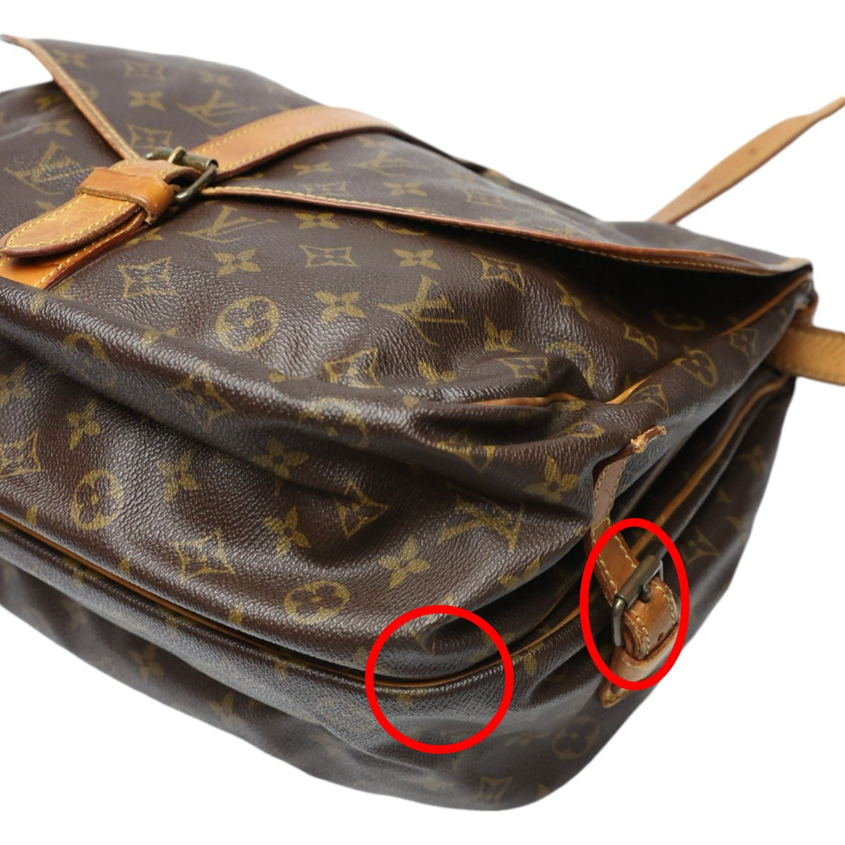 ルイヴィトン LOUIS VUITTON ショルダーバッグ
 ソミュール35 モノグラム 斜めがけ M42254 ブラウン LV
 【SS】
 【中古】