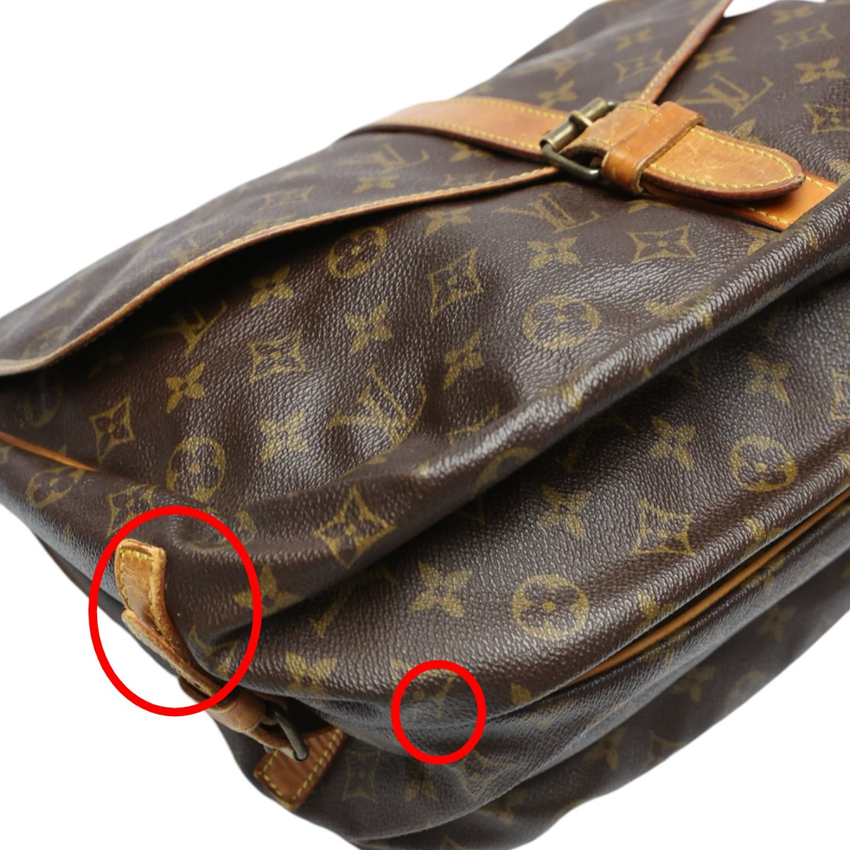 ルイヴィトン LOUIS VUITTON ショルダーバッグ
 ソミュール35 モノグラム 斜めがけ M42254 ブラウン LV
 【SS】
 【中古】