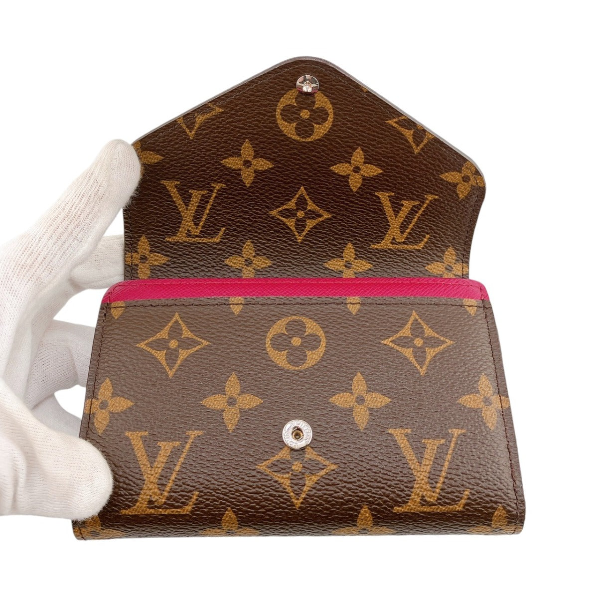 ルイヴィトン LOUIS VUITTON 三つ折り財布
 ポルトフォイユ・マリール コンパクト モノグラム 小銭入れ付き モノグラムキャンバス M60494 フューシャ LV
 【SS】
 【中古】