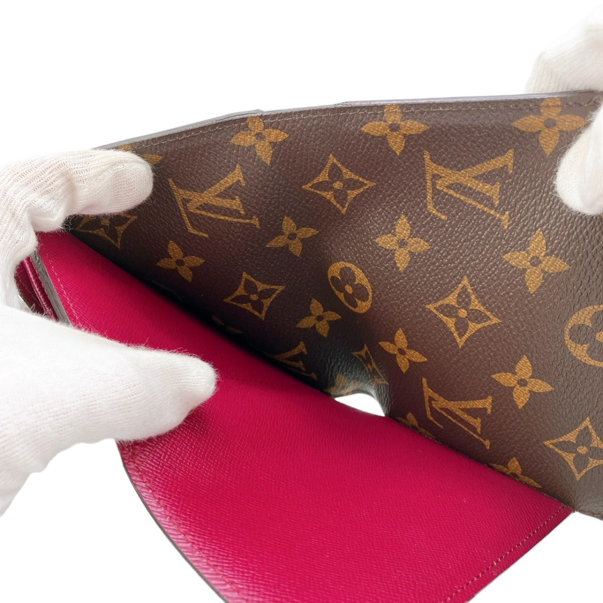 ルイヴィトン LOUIS VUITTON 三つ折り財布
 ポルトフォイユ・マリール コンパクト モノグラム 小銭入れ付き モノグラムキャンバス M60494 フューシャ LV
 【SS】
 【中古】