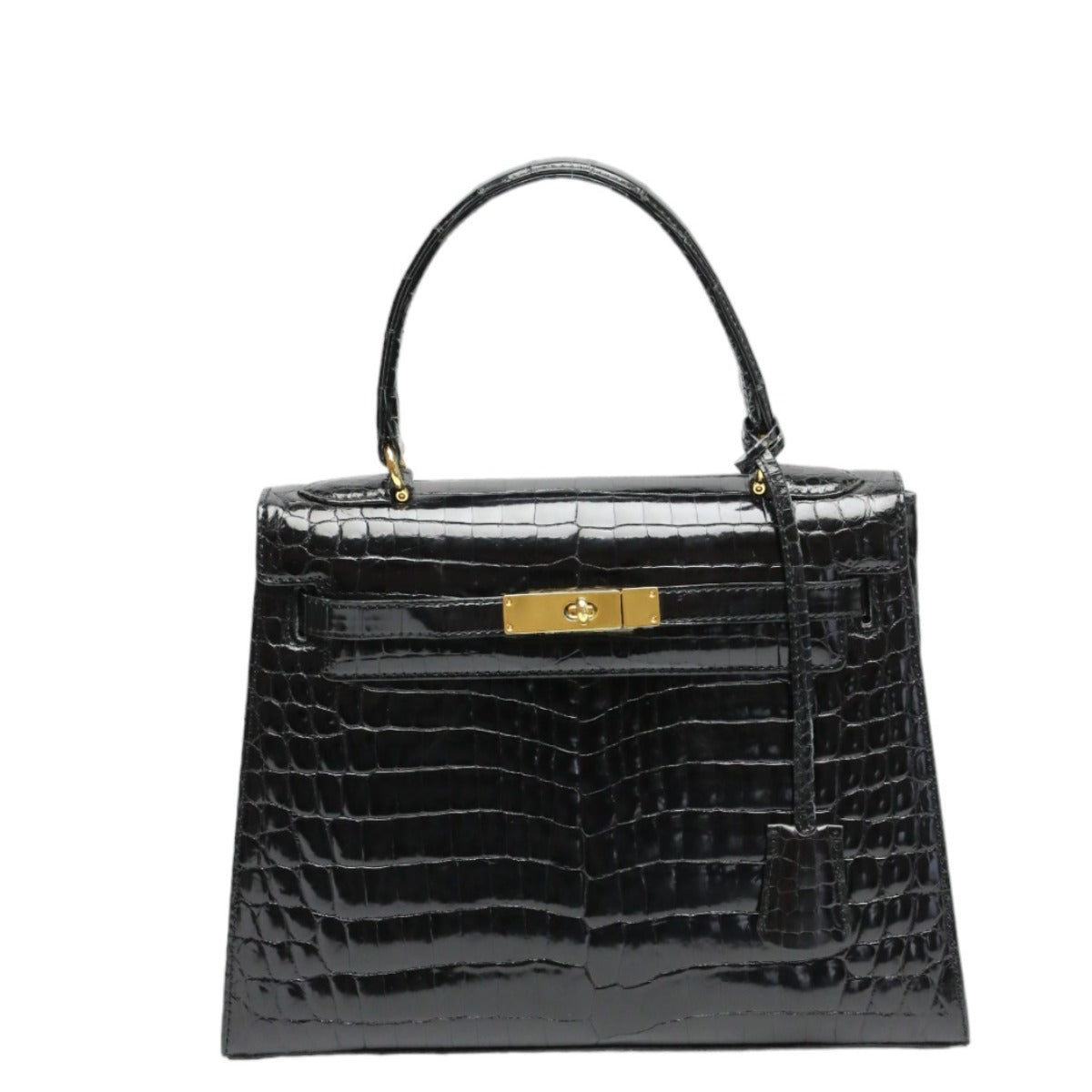 Crocodile handbag
 Handbag Key Turn Lock Shining Crocodile Black [SS]
 【second hand】 