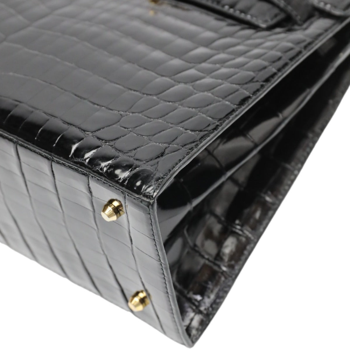 Crocodile handbag
 Handbag Key Turn Lock Shining Crocodile Black [SS]
 【second hand】 