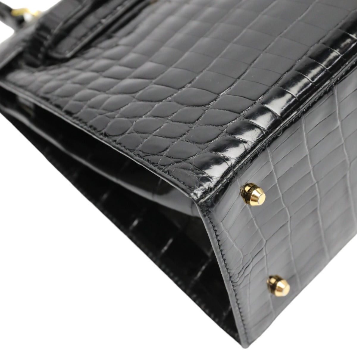 Crocodile handbag
 Handbag Key Turn Lock Shining Crocodile Black [SS]
 【second hand】 