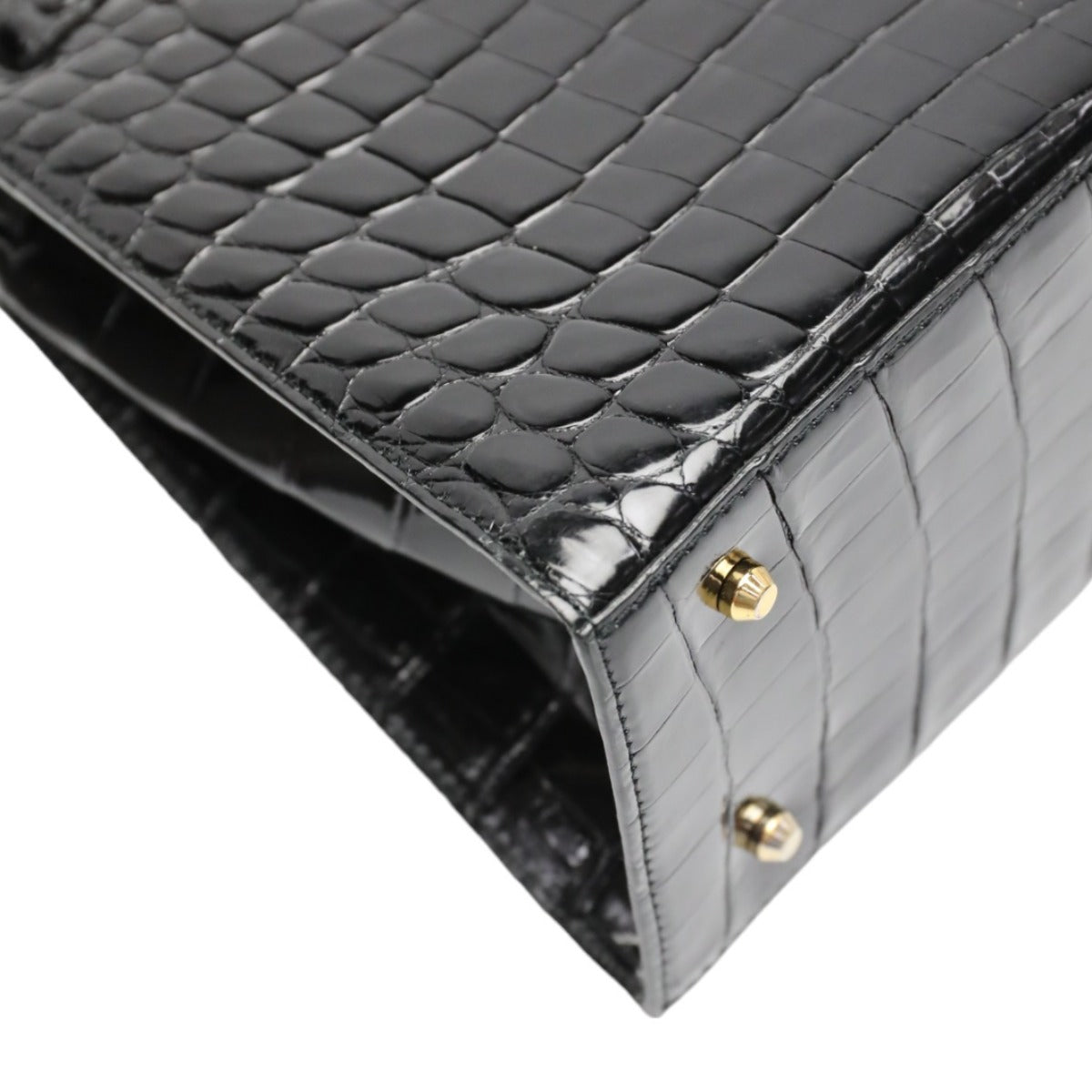 Crocodile handbag
 Handbag Key Turn Lock Shining Crocodile Black [SS]
 【second hand】 