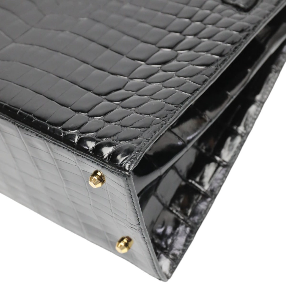 Crocodile handbag
 Handbag Key Turn Lock Shining Crocodile Black [SS]
 【second hand】 