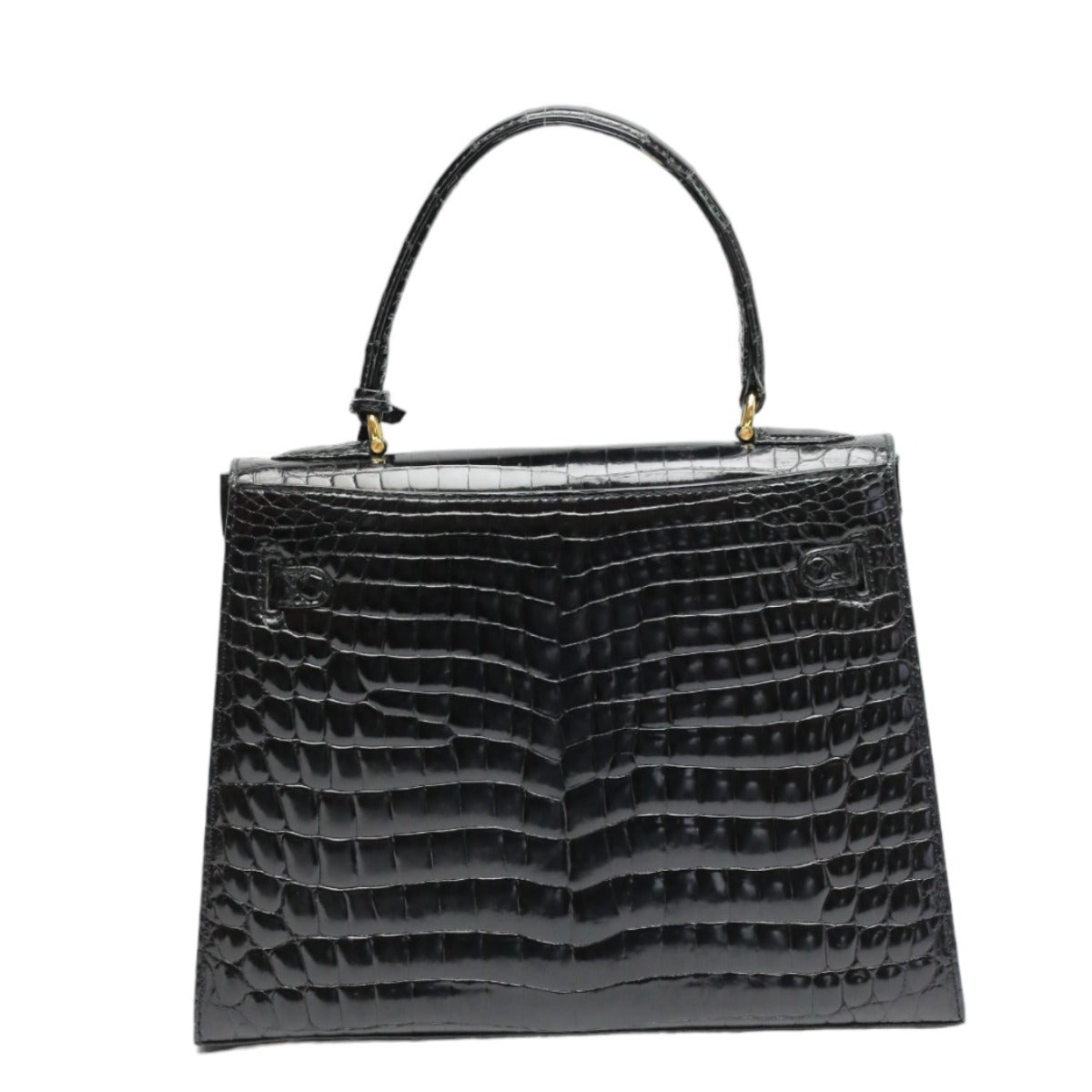 Crocodile handbag
 Handbag Key Turn Lock Shining Crocodile Black [SS]
 【second hand】 