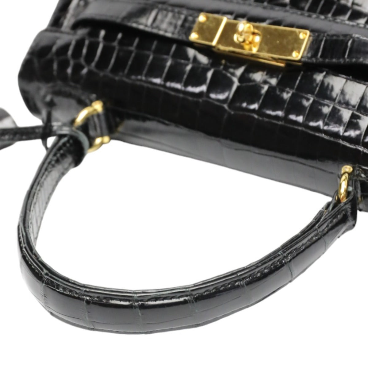 Crocodile handbag
 Handbag Key Turn Lock Shining Crocodile Black [SS]
 【second hand】 