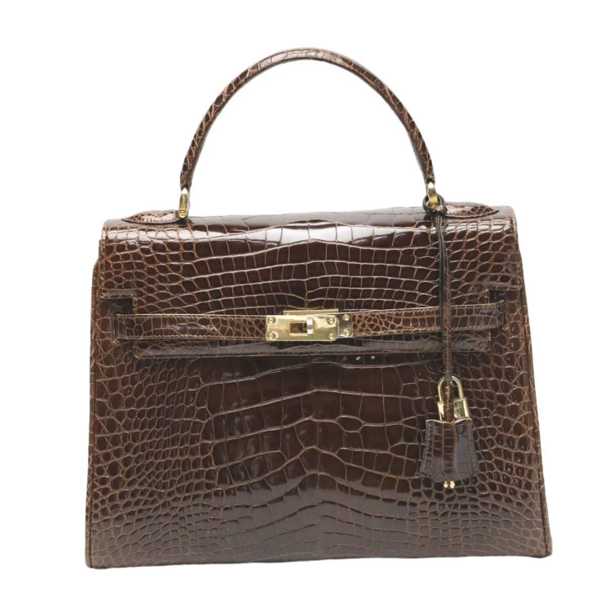 Crocodile handbag
 Handbag Key Turn Lock Shining Crocodile Brown [H]
 【second hand】 