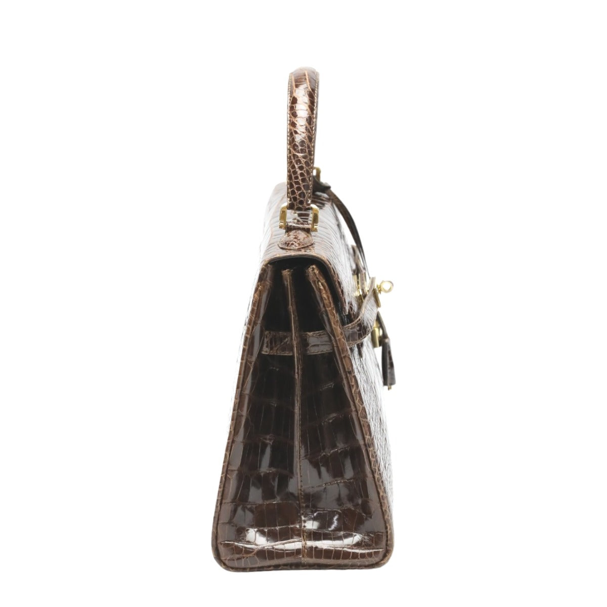 Crocodile handbag
 Handbag Key Turn Lock Shining Crocodile Brown [H]
 【second hand】 