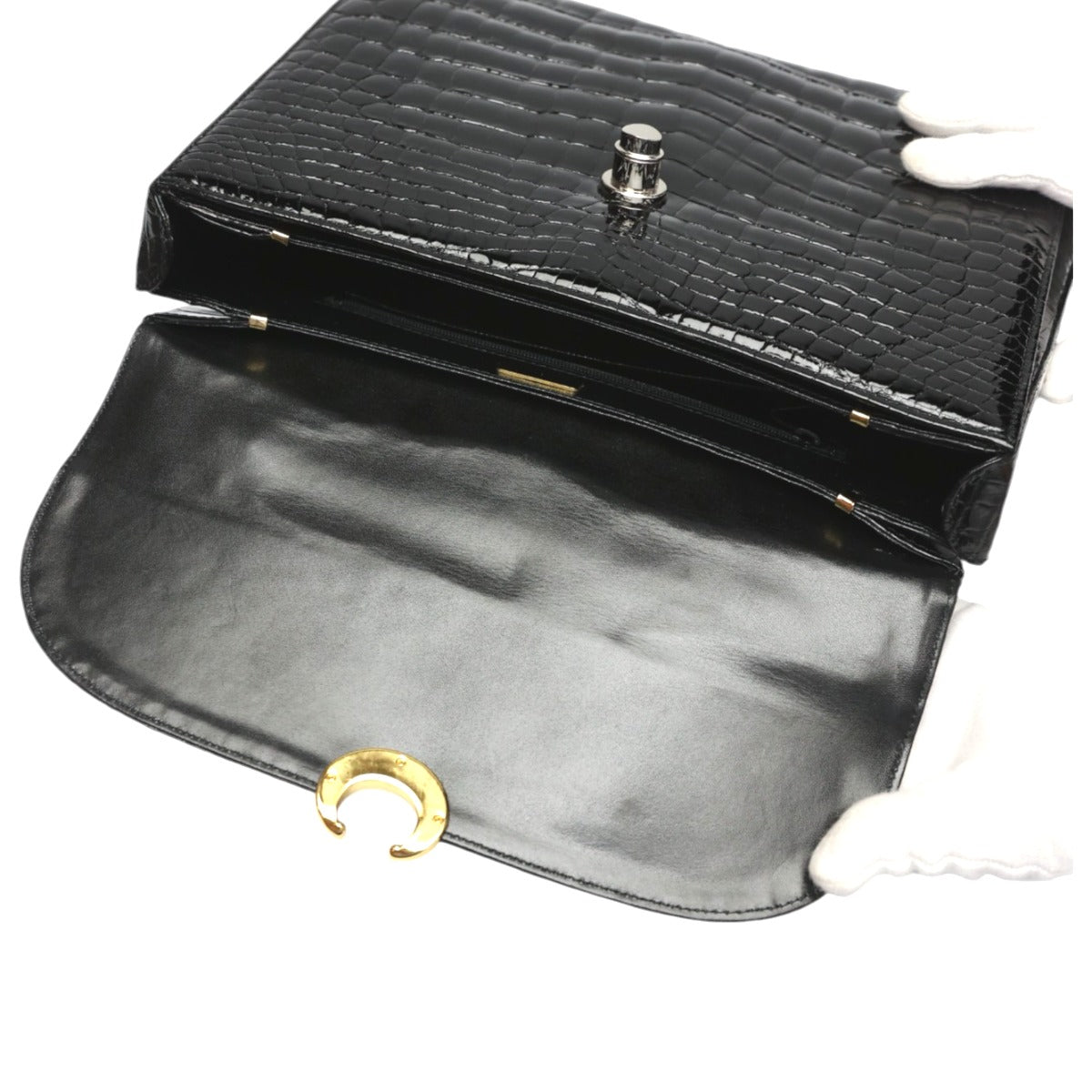 クロコダイル CROCODILE ハンドバッグ
 ショルダーバッグ JRA 2WAYバッグ クロコダイル ブラック 【SS】
 【中古】