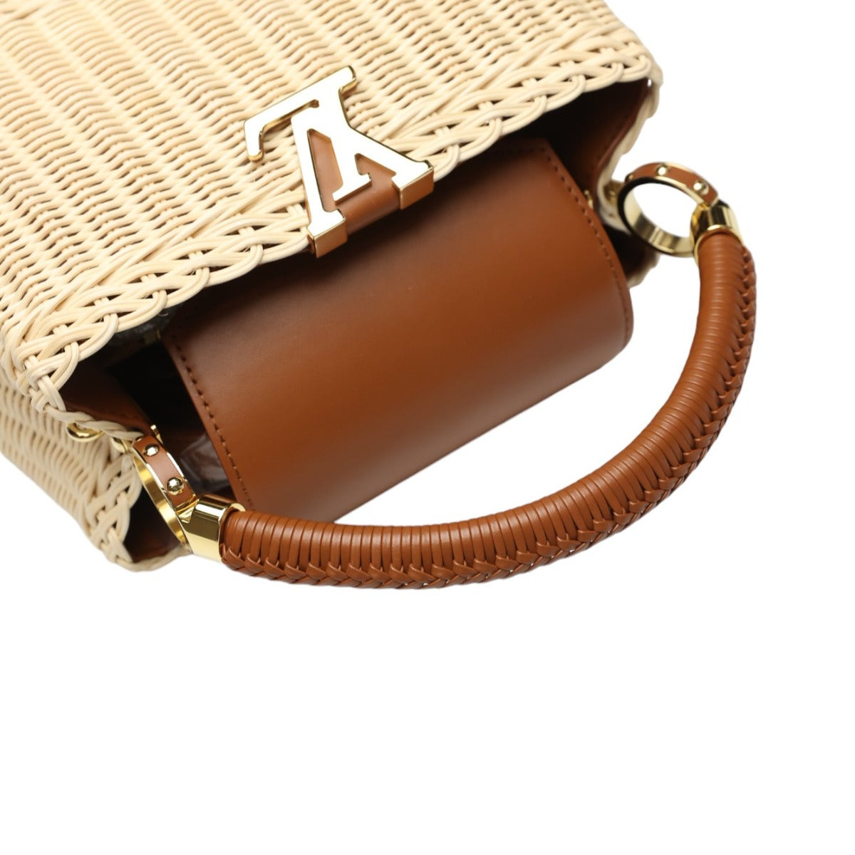 ルイヴィトン LOUIS VUITTON ショルダーバッグ
 ハンドバッグ カプシーヌBB レザー×ラタン レザー M22173 ブラウン×ベージュ LV
 【中古】