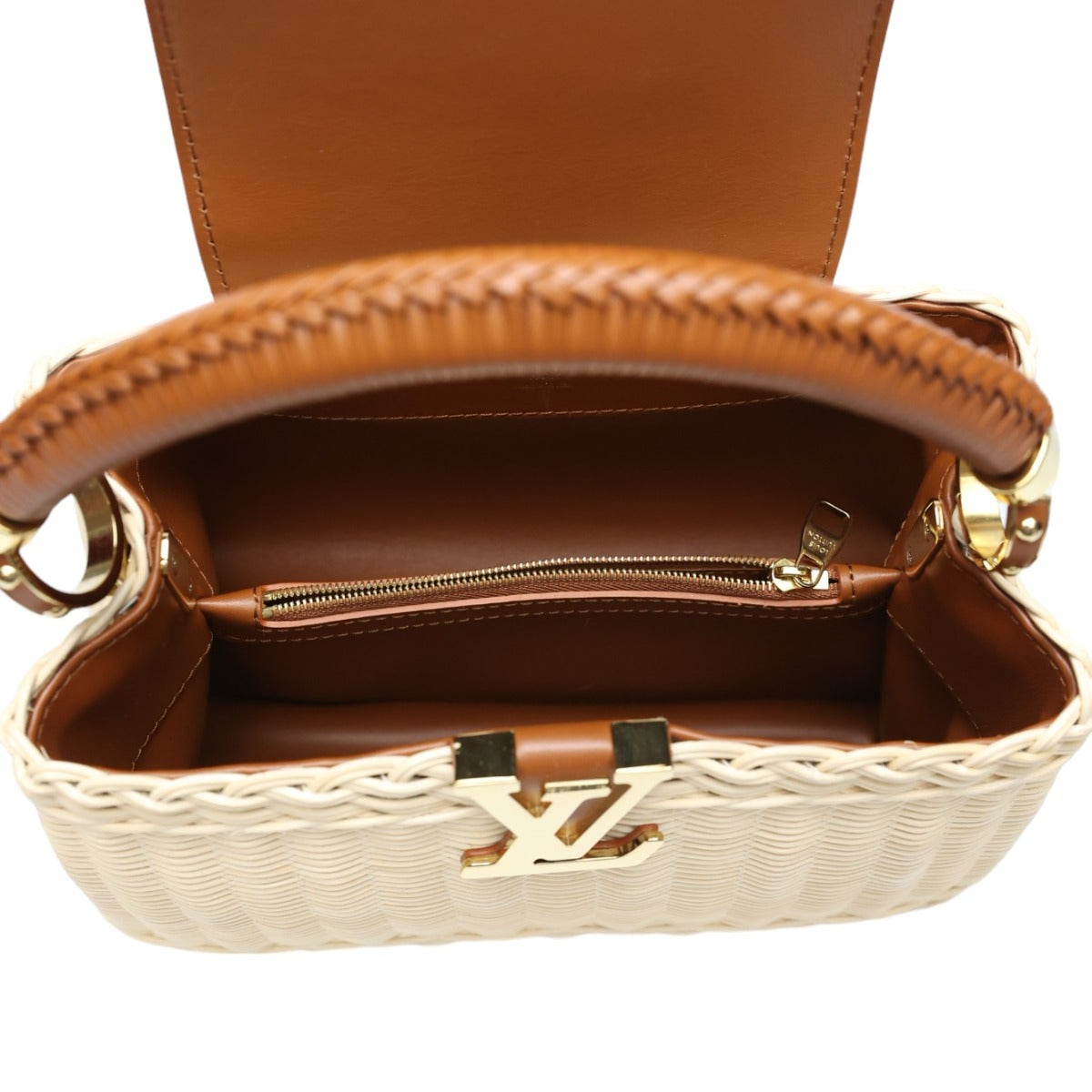 ルイヴィトン LOUIS VUITTON ショルダーバッグ
 ハンドバッグ カプシーヌBB レザー×ラタン レザー M22173 ブラウン×ベージュ LV
 【中古】