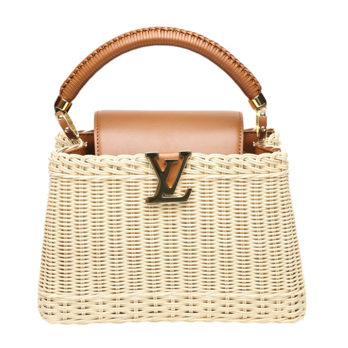 ルイヴィトン LOUIS VUITTON ショルダーバッグ
 ハンドバッグ カプシーヌBB レザー×ラタン レザー M22173 ブラウン×ベージュ LV
 【中古】