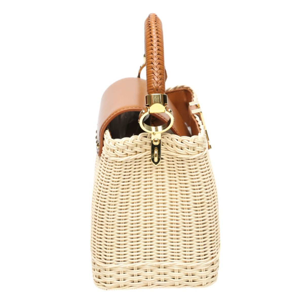 ルイヴィトン LOUIS VUITTON ショルダーバッグ
 ハンドバッグ カプシーヌBB レザー×ラタン レザー M22173 ブラウン×ベージュ LV
 【中古】