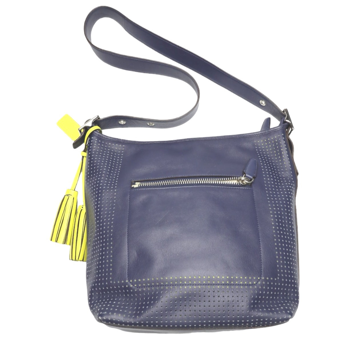 コーチ COACH ショルダーバッグ
 ショルダーバッグ フリンジ 斜め掛け レザー F22762 ネイビー 【SS】
 【中古】