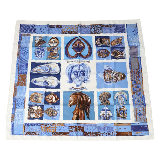 HERMES Scarf
 Scarf PERSONA Carre 90 Silk Blue/White [SS]
 【second hand】 