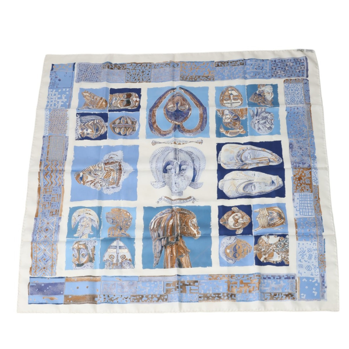 HERMES Scarf
 Scarf PERSONA Carre 90 Silk Blue/White [SS]
 【second hand】 