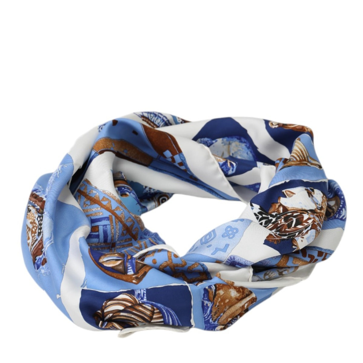 HERMES Scarf
 Scarf PERSONA Carre 90 Silk Blue/White [SS]
 【second hand】 