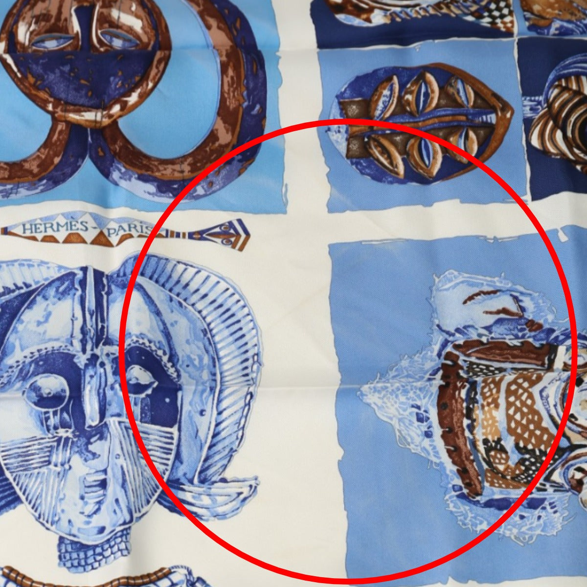 HERMES Scarf
 Scarf PERSONA Carre 90 Silk Blue/White [SS]
 【second hand】 