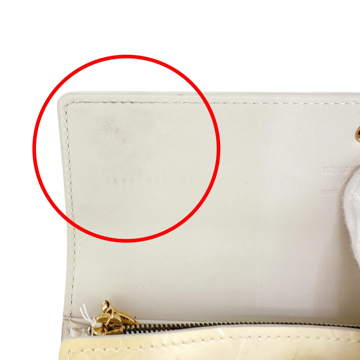 ルイヴィトン LOUIS VUITTON 長財布
 ファスナー付き長財布 ヴェルニ ポシェット・ポルトモネ クレディ ペルル モノグラムヴェルニ M91382 クリームホワイト LV
 【SS】
 【中古】