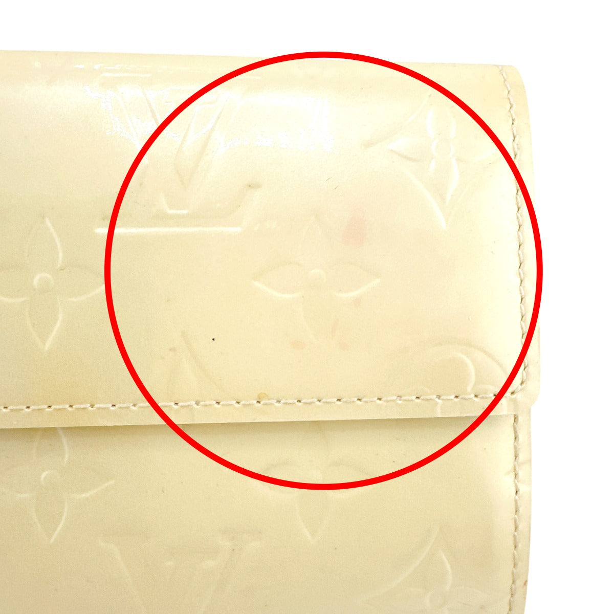 ルイヴィトン LOUIS VUITTON 長財布
 ファスナー付き長財布 ヴェルニ ポシェット・ポルトモネ クレディ ペルル モノグラムヴェルニ M91382 クリームホワイト LV
 【SS】
 【中古】