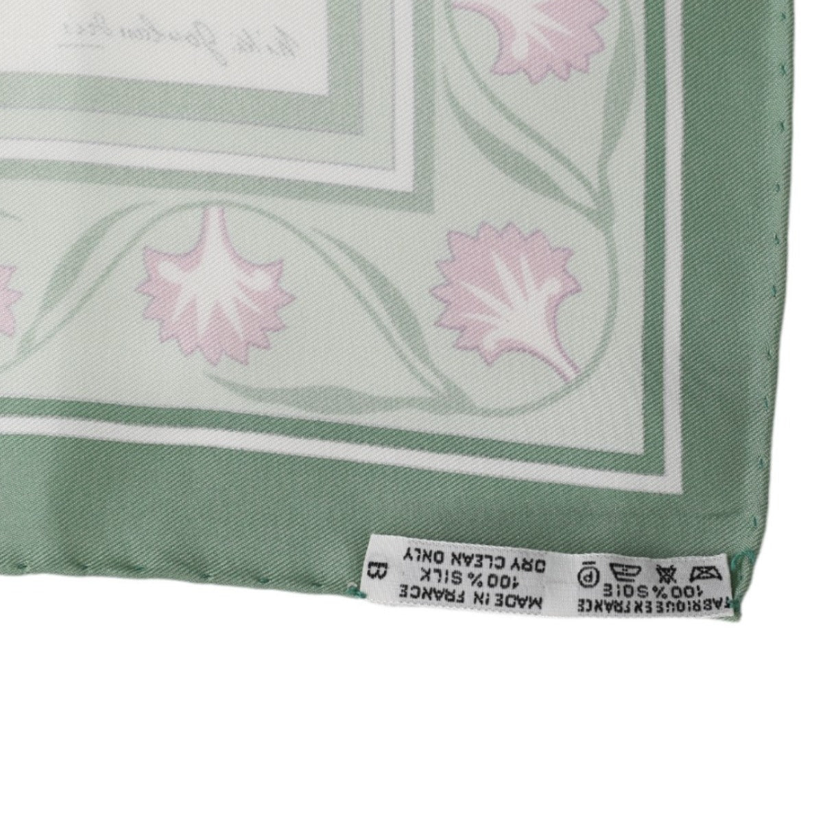 HERMES Scarf
 Scarf Flower Wild Carnation and Dianthus Silk Green [SS]
 【second hand】 