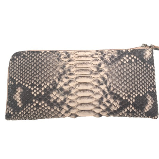 Python Long Wallet
 Long wallet with L-shaped zipper, Italian dyed, python, beige [SS] 