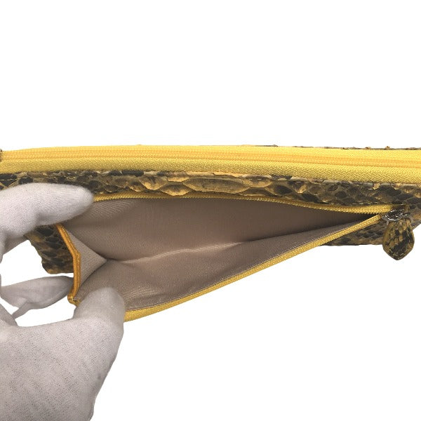 Python Long Wallet
 Long wallet with L-shaped zipper, Italian dyed, python, yellow [SS] 