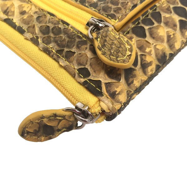 Python Long Wallet
 Long wallet with L-shaped zipper, Italian dyed, python, yellow [SS] 