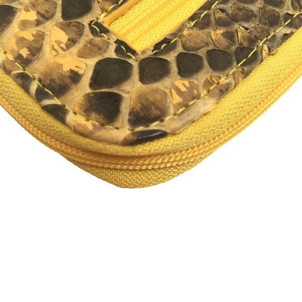 Python Long Wallet
 Long wallet with L-shaped zipper, Italian dyed, python, yellow [SS] 