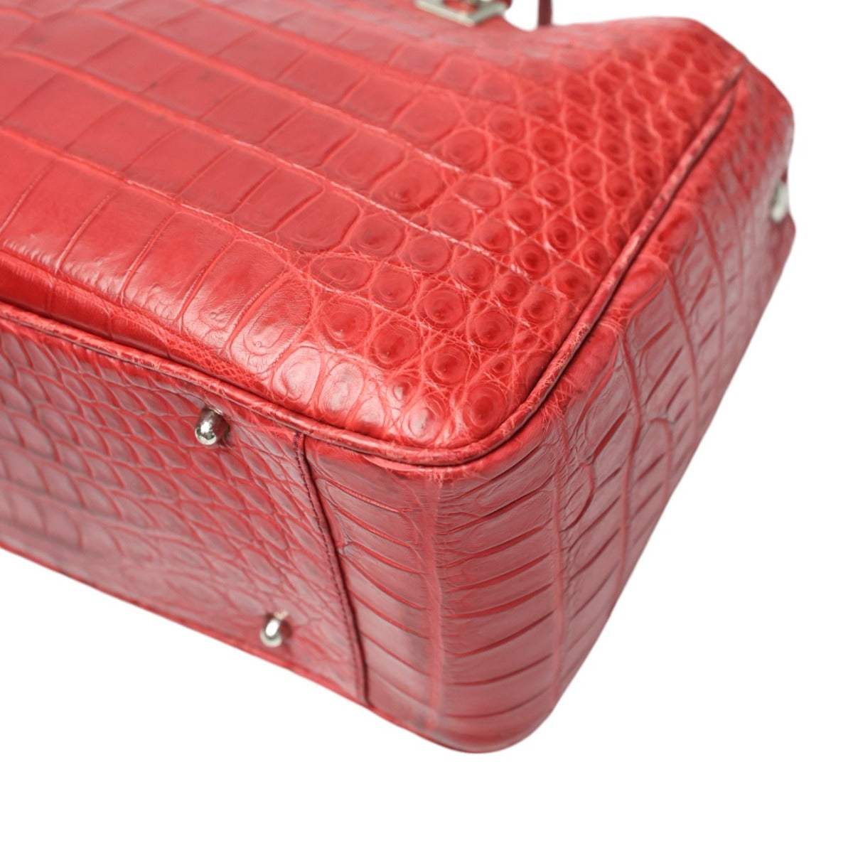 クロコダイル CROCODILE ハンドバッグ
 ショルダーバッグ JRA 日本製 2WAY クロコダイル レッド 【SS】
 【中古】