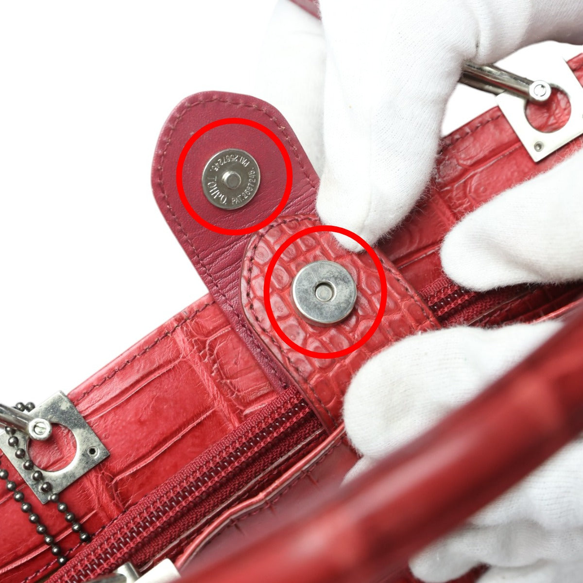 クロコダイル CROCODILE ハンドバッグ
 ショルダーバッグ JRA 日本製 2WAY クロコダイル レッド 【SS】
 【中古】