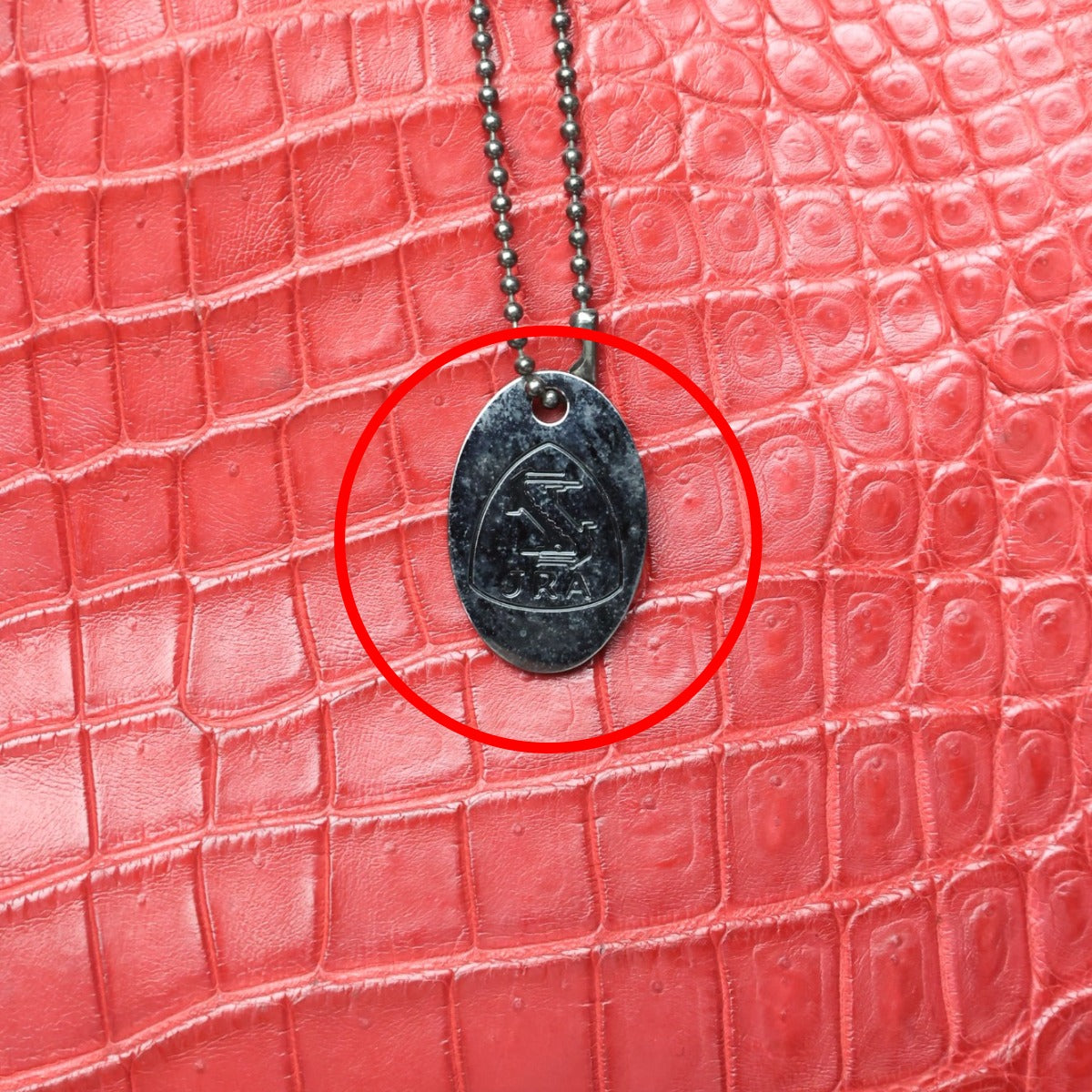 クロコダイル CROCODILE ハンドバッグ
 ショルダーバッグ JRA 日本製 2WAY クロコダイル レッド 【SS】
 【中古】