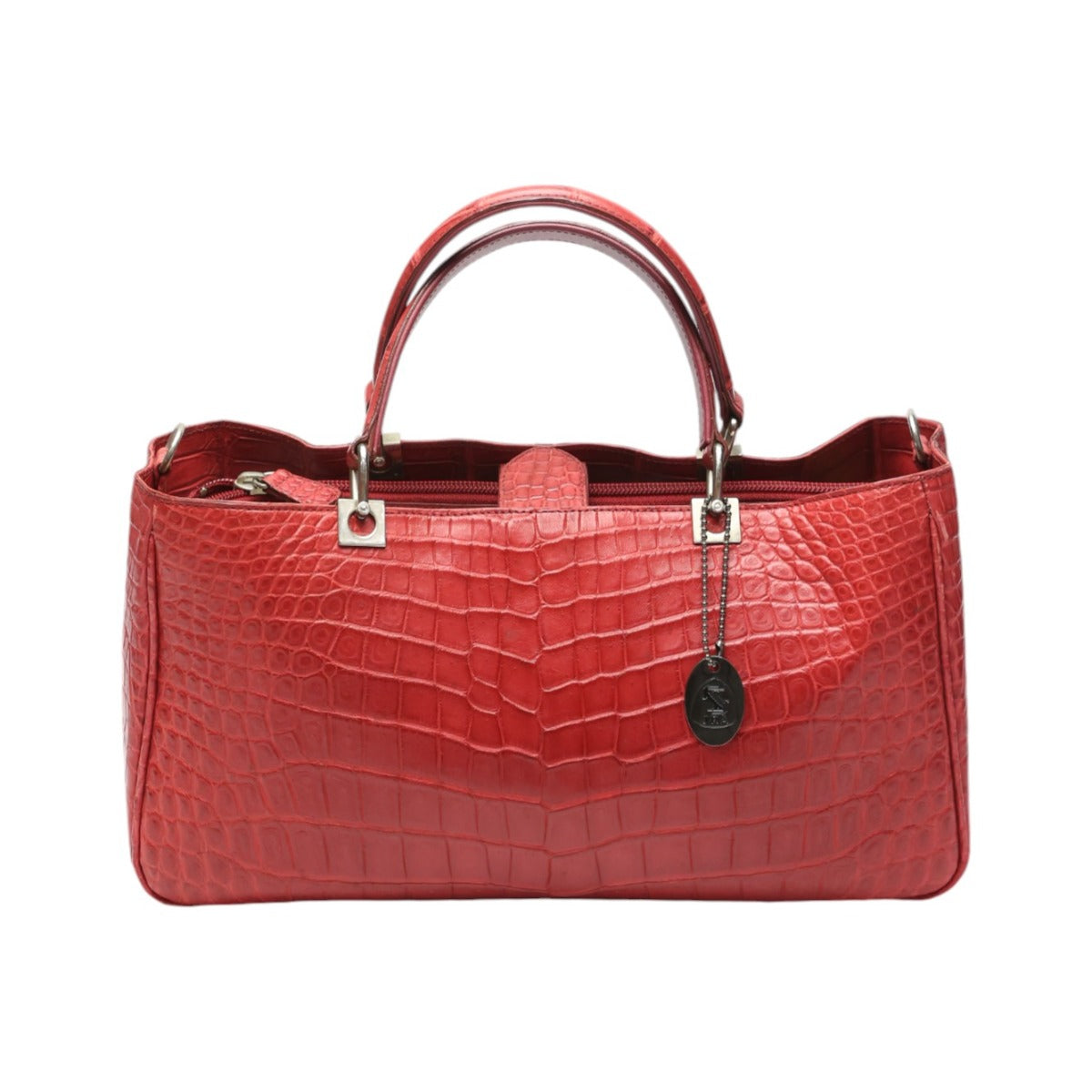 クロコダイル CROCODILE ハンドバッグ
 ショルダーバッグ JRA 日本製 2WAY クロコダイル レッド 【SS】
 【中古】