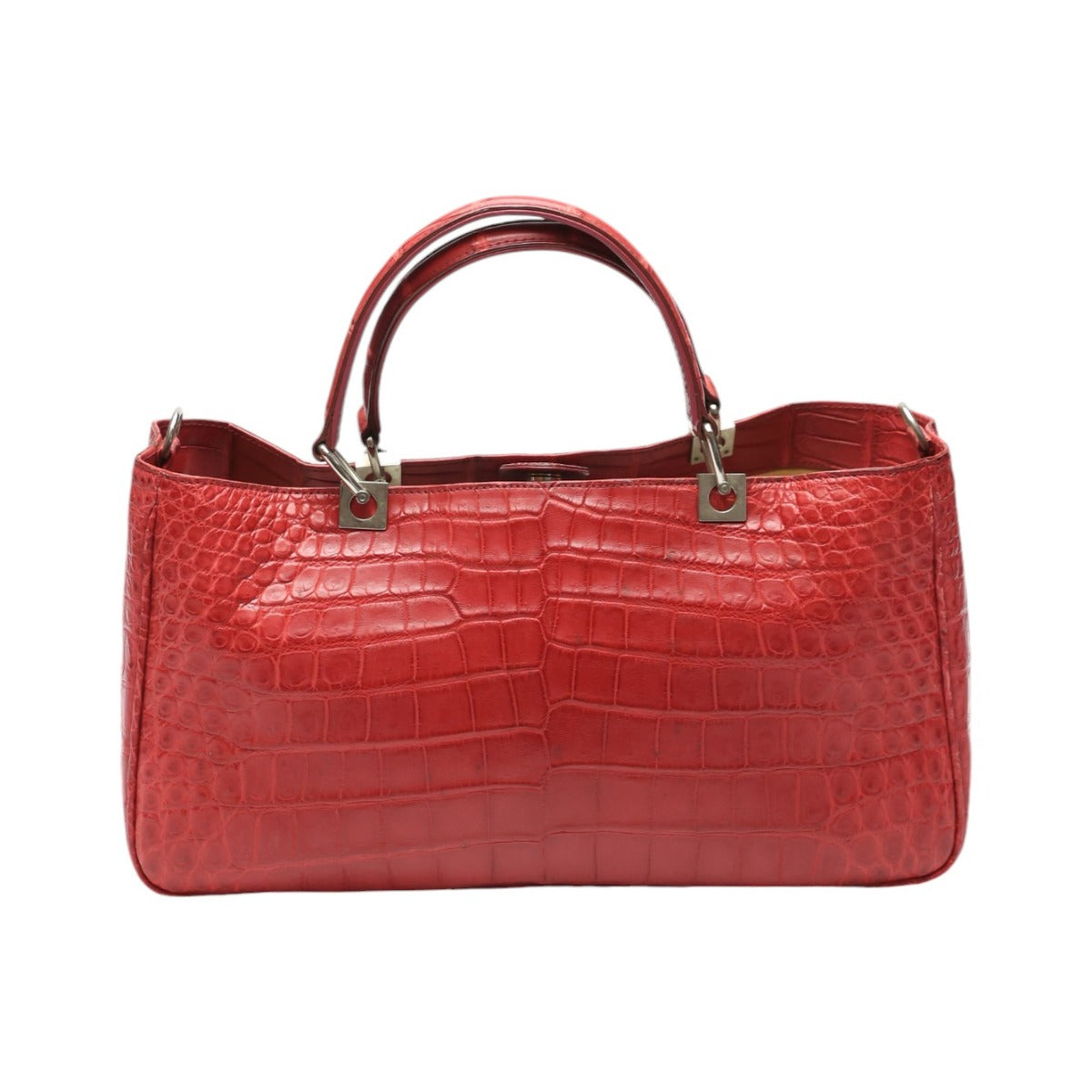 クロコダイル CROCODILE ハンドバッグ
 ショルダーバッグ JRA 日本製 2WAY クロコダイル レッド 【SS】
 【中古】