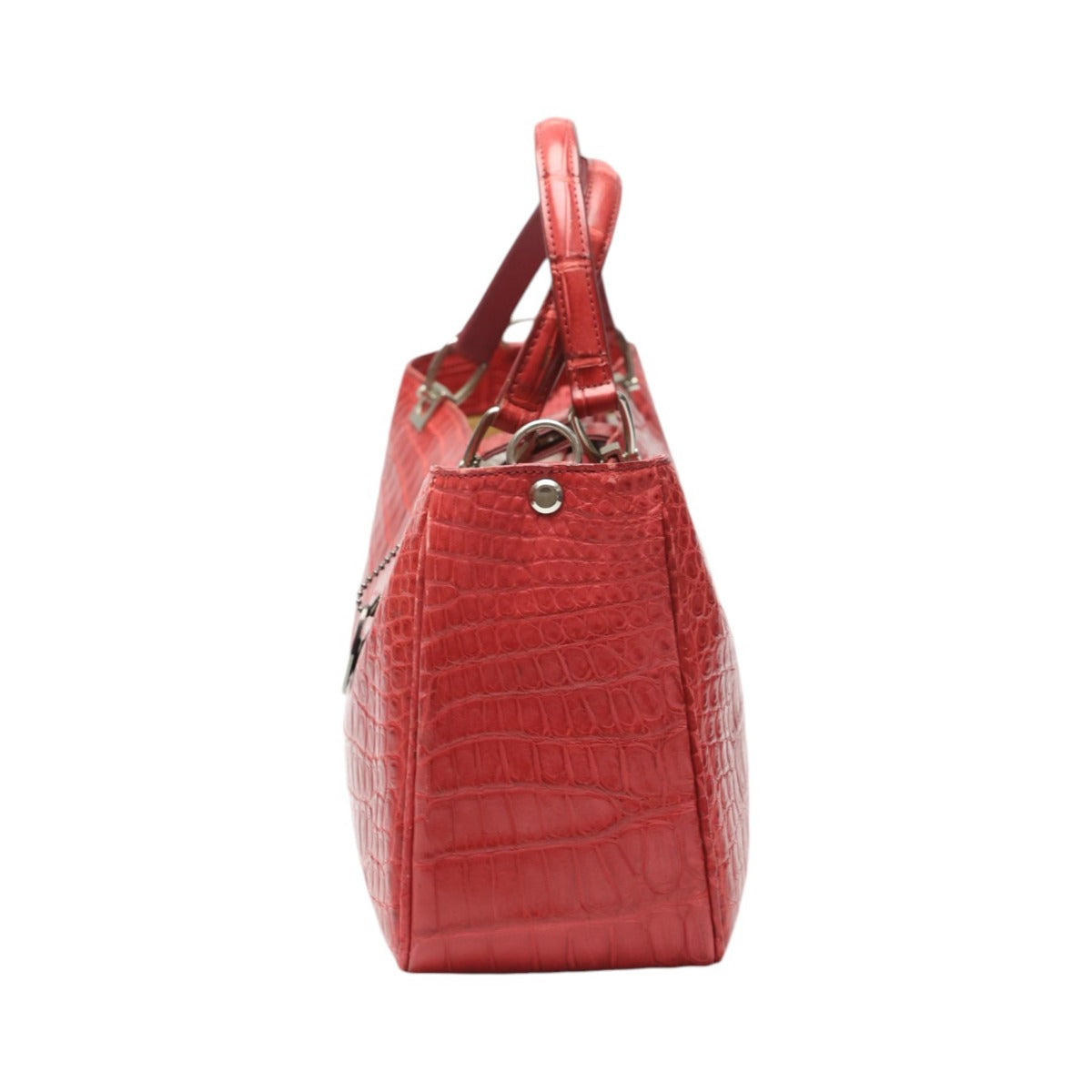 クロコダイル CROCODILE ハンドバッグ
 ショルダーバッグ JRA 日本製 2WAY クロコダイル レッド 【SS】
 【中古】