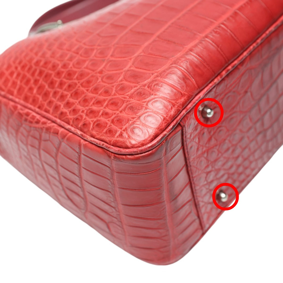 クロコダイル CROCODILE ハンドバッグ
 ショルダーバッグ JRA 日本製 2WAY クロコダイル レッド 【SS】
 【中古】