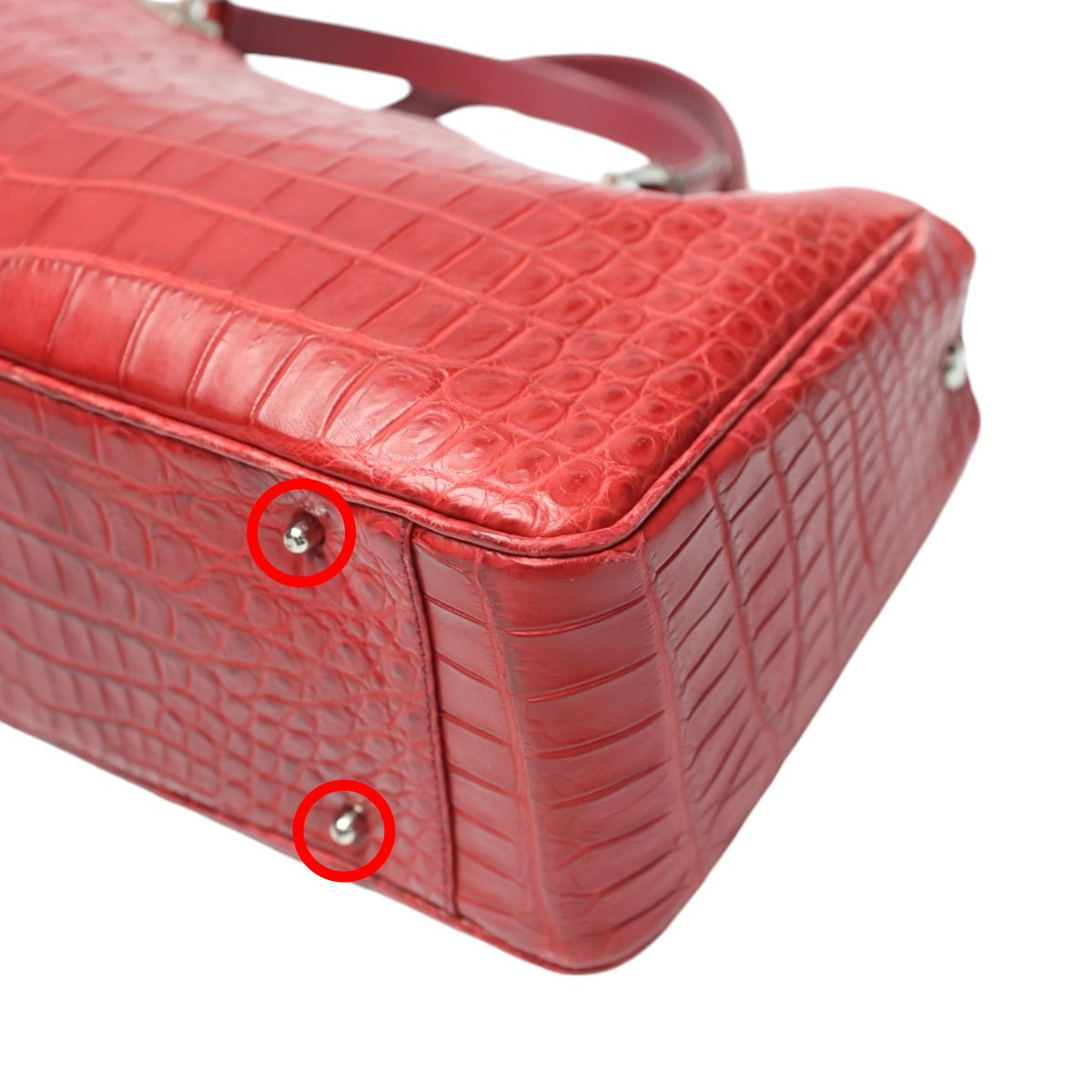 クロコダイル CROCODILE ハンドバッグ
 ショルダーバッグ JRA 日本製 2WAY クロコダイル レッド 【SS】
 【中古】