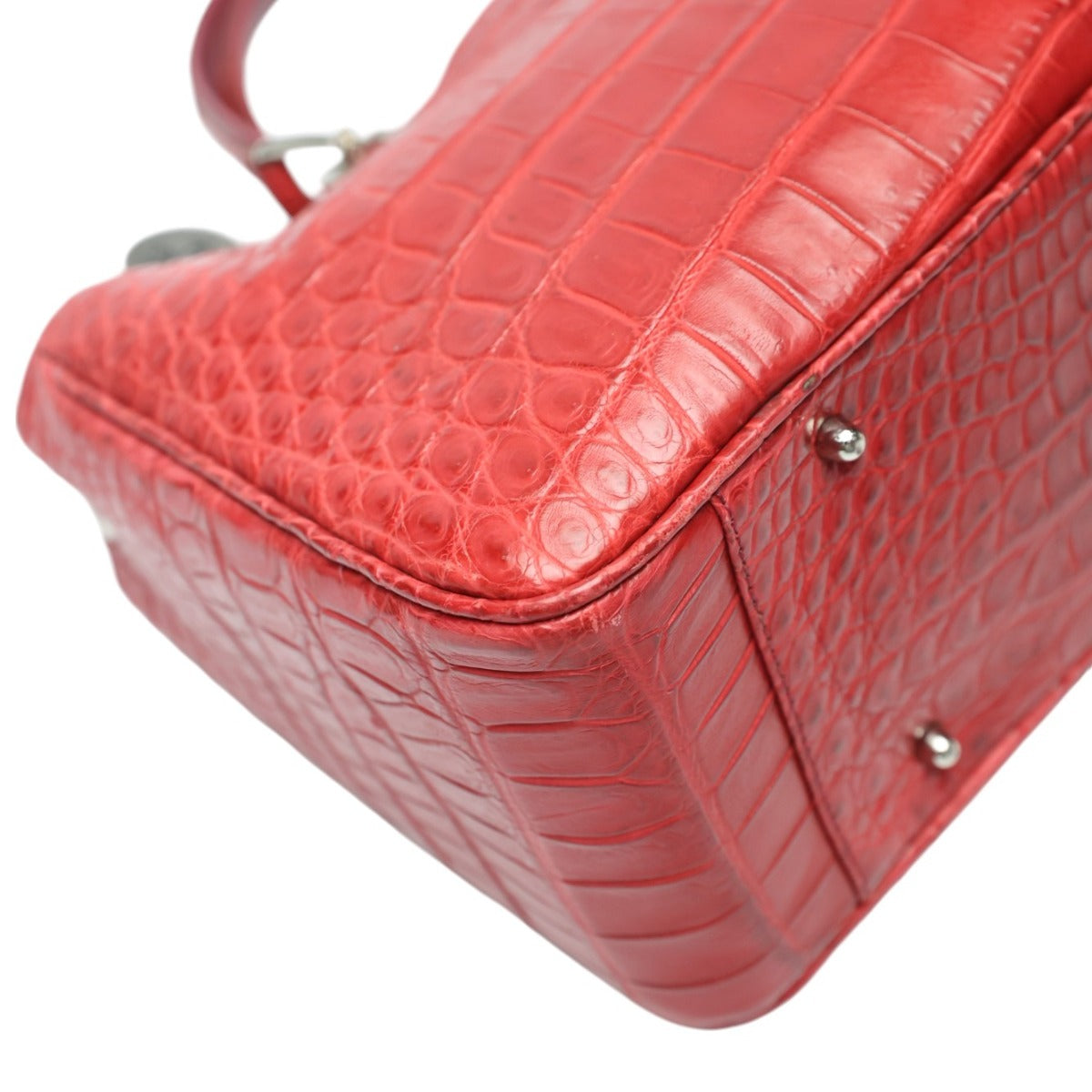 クロコダイル CROCODILE ハンドバッグ
 ショルダーバッグ JRA 日本製 2WAY クロコダイル レッド 【SS】
 【中古】