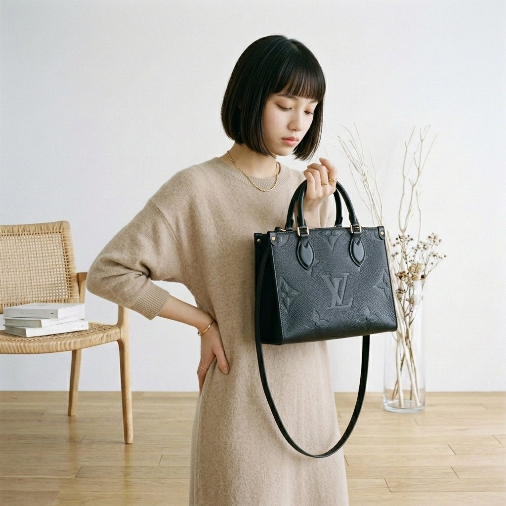 ルイヴィトン LOUIS VUITTON トートバッグ
 ハンドバッグ モノグラムアンプラント オンザゴーPM モノグラムアンプラント M45653 ノワール LV
 【SS】
 【中古】