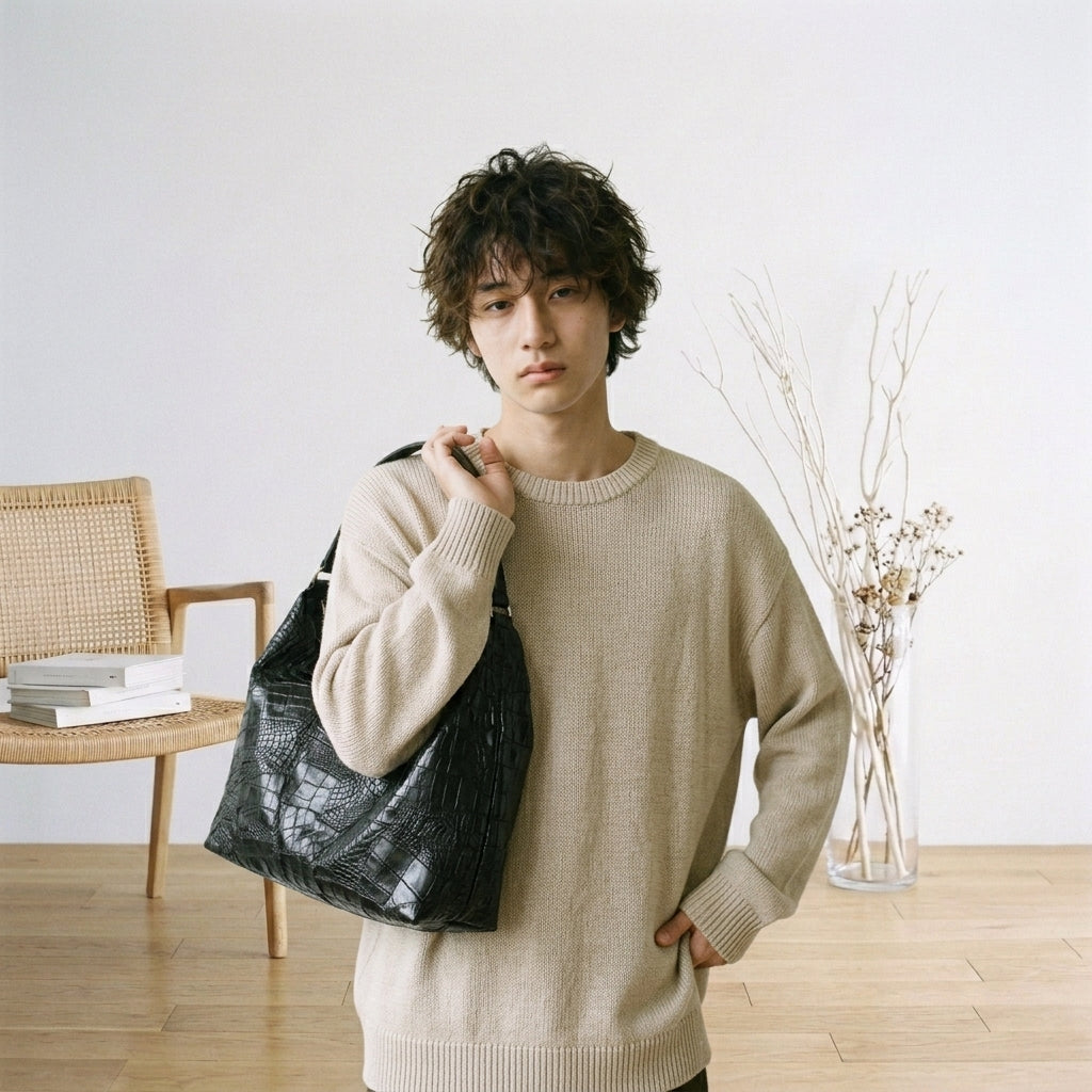 クロコダイル CROCODILE ショルダーバッグ
 パッチワーク 訳あり マット クロコダイル K-11765 ブラック 【H】